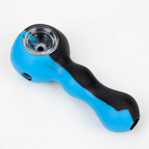 4" Silicone hand pipe Silicone Pipe ONE Blue-Black