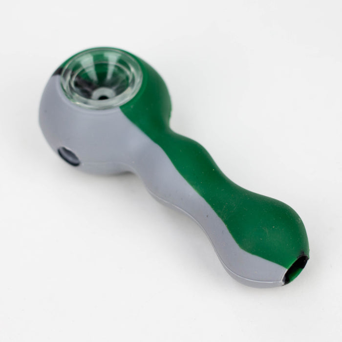 4" Silicone hand pipe Silicone Pipe ONE Green-Black-Gray