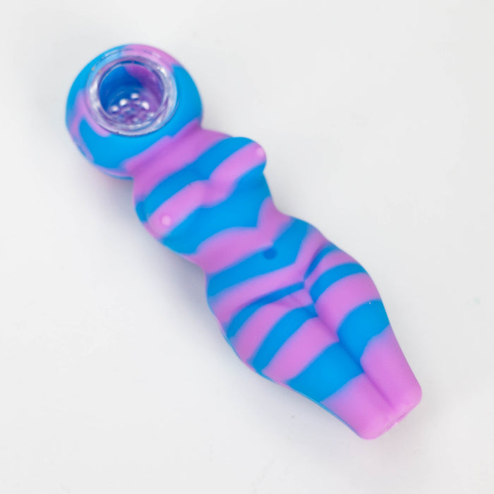 4" Sexy Silicone hand pipe Silicone Pipe ONE Purple-Blue