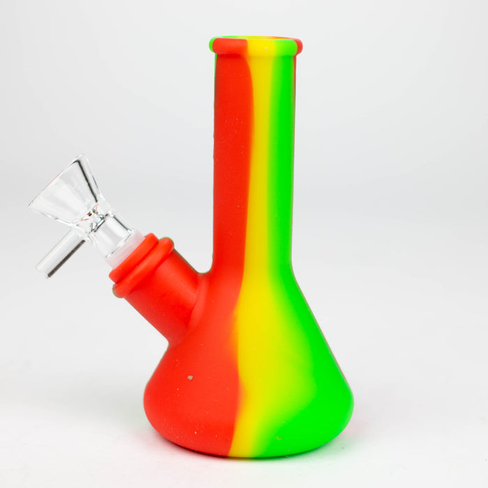 5" Tricolor silicone mini beaker water bong [71-Top09] Resin · Silicone · Plastic Bong Canadian Distributor