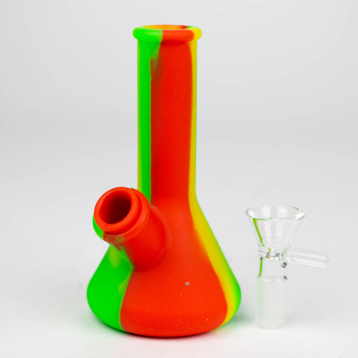 5" Tricolor silicone mini beaker water bong [71-Top09] Resin · Silicone · Plastic Bong Canadian Distributor