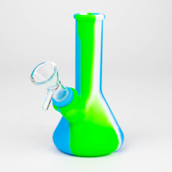 5" Tricolor silicone mini beaker water bong [71-Top09] Resin · Silicone · Plastic Bong Canadian Distributor Gr/BL/WH