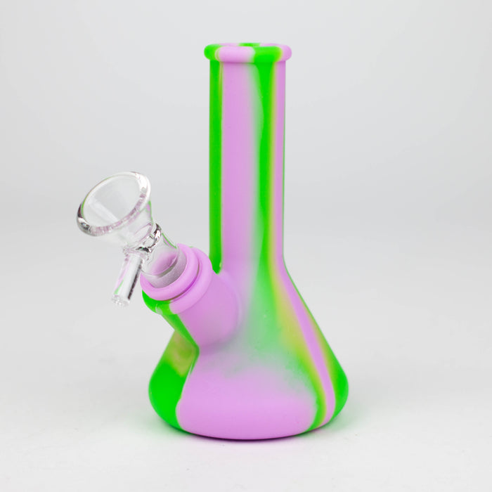 5" Tricolor silicone mini beaker water bong [71-Top09] Resin · Silicone · Plastic Bong Canadian Distributor GR/PR/OR