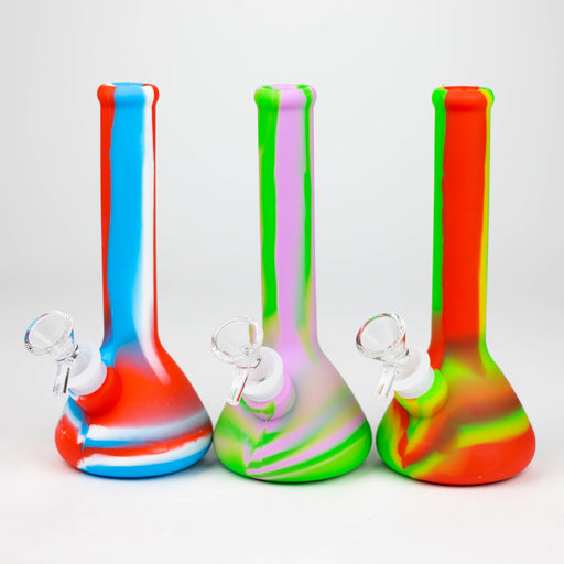 8" Tricolor silicone beaker water bong [71-Top13] Resin · Silicone · Plastic Bong Canadian Distributor