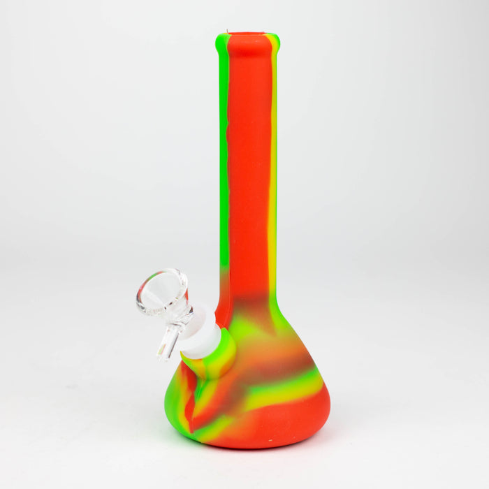 8" Tricolor silicone beaker water bong [71-Top13] Resin · Silicone · Plastic Bong Canadian Distributor GR/RD/YL