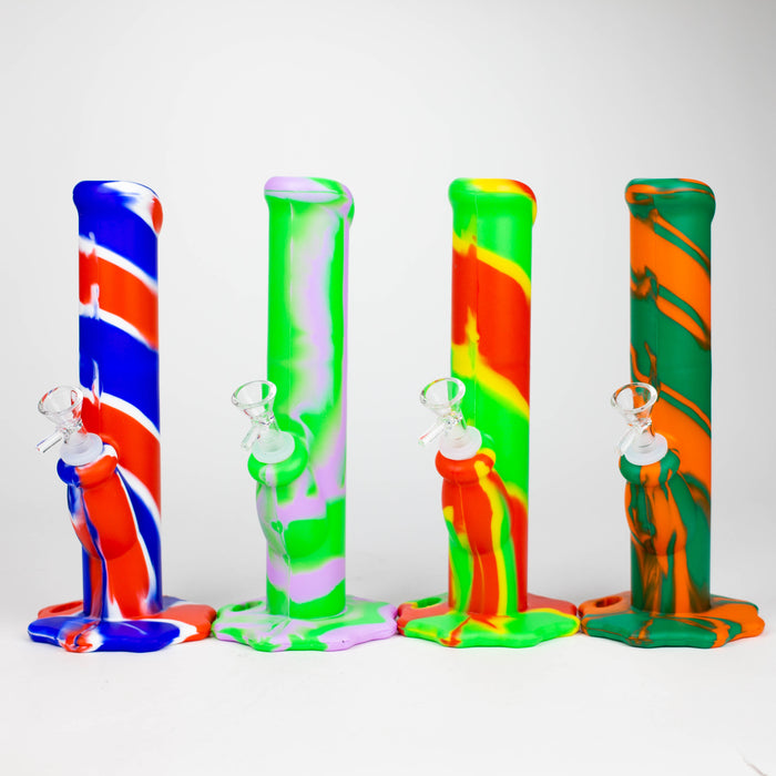 10" Straight Tube silicone bong-Assorted [TX9] Resin · Silicone · Plastic Bong Canadian Distributor