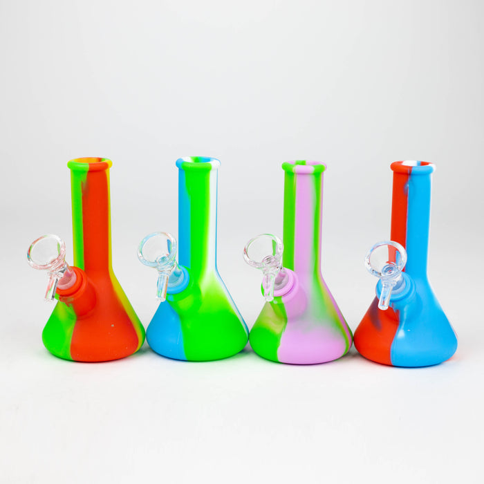 5" Tricolor silicone mini beaker water bong [71-Top09]