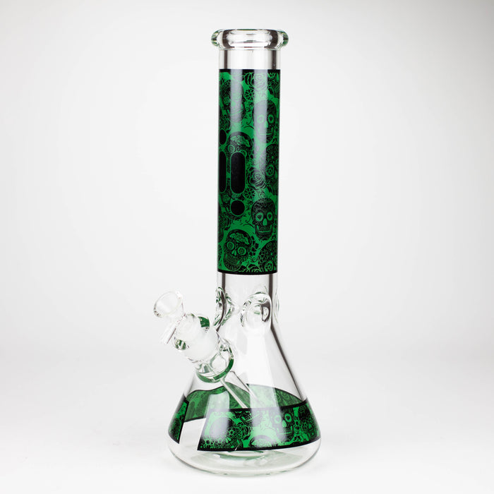 Infyniti | 14" Skull beaker 7 mm glass bong [ GP1736 ] Glass Bong ONE Green