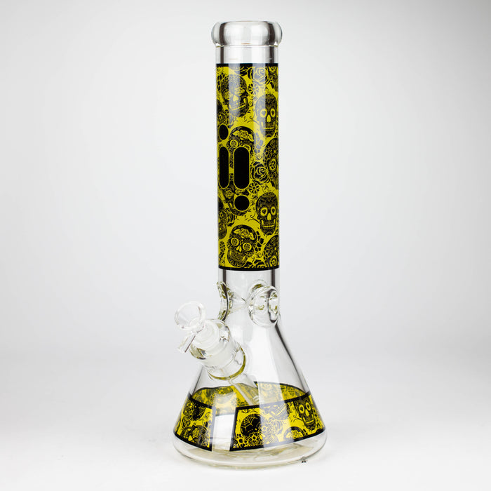 Infyniti | 14" Skull beaker 7 mm glass bong [ GP1736 ] Glass Bong ONE Yellow