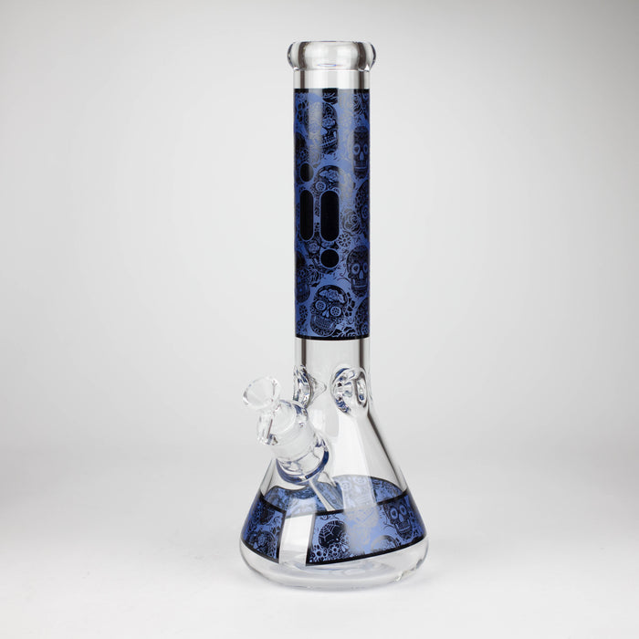 Infyniti | 14" Skull beaker 7 mm glass bong [ GP1736 ] Glass Bong ONE Blue