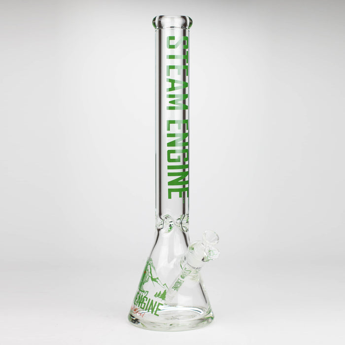 Steam Engine™ | 18 Inch 9mm glass bong with stickers by golden crown Glass Bong Smoke & Vape Distributor Green
