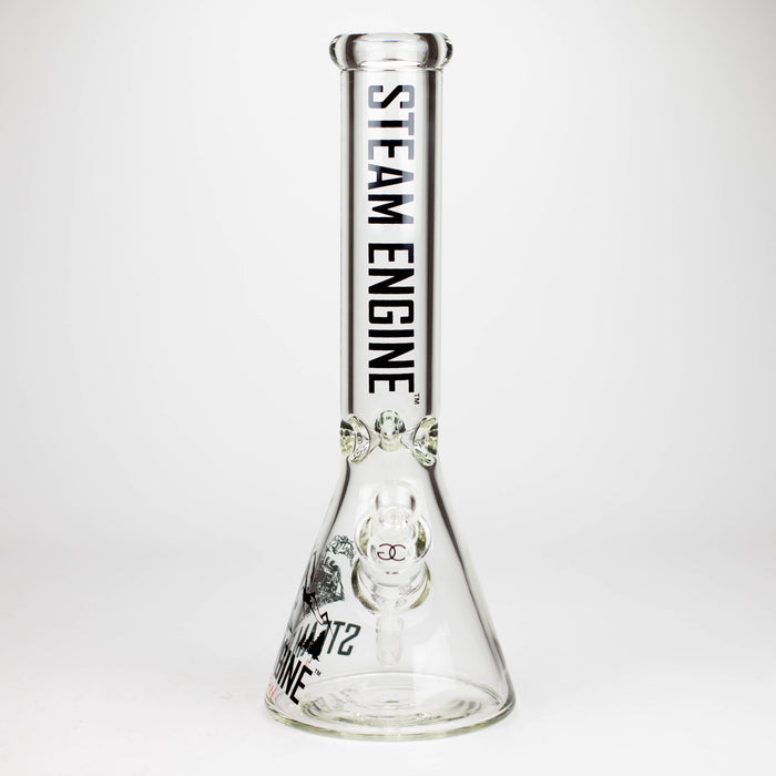 Steam Engine™ | 14 Inch 7mm glass bong with stickers by golden crown Glass Bong Smoke & Vape Distributor