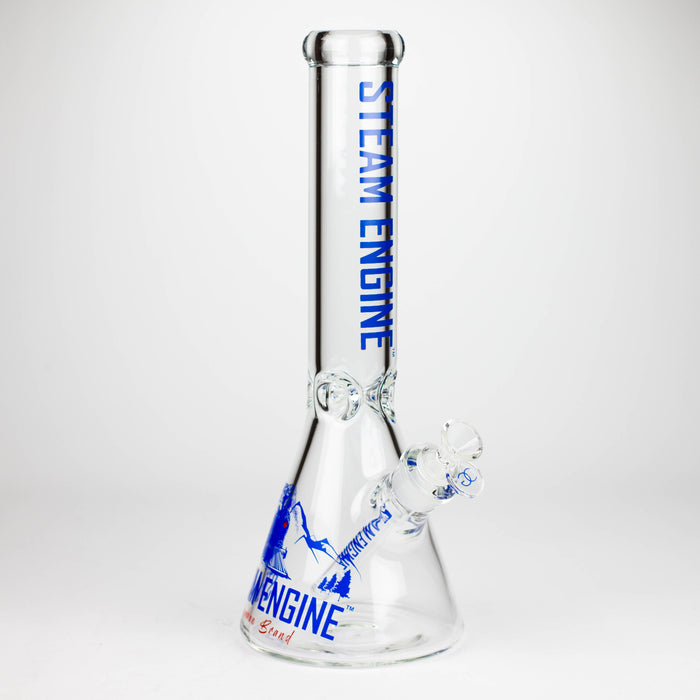 Steam Engine™ | 14 Inch 7mm glass bong with stickers by golden crown Glass Bong Smoke & Vape Distributor Blue