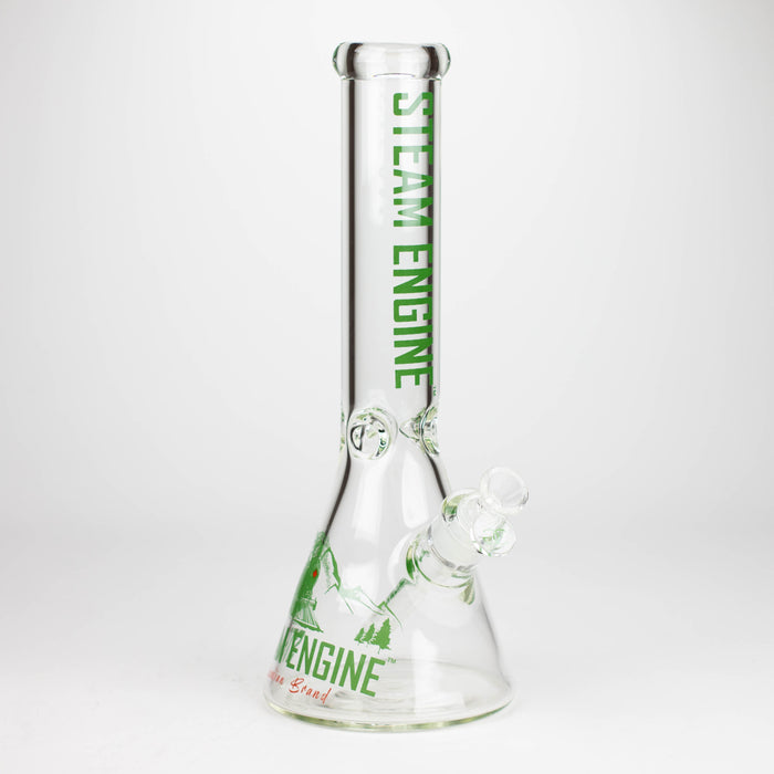 Steam Engine™ | 14 Inch 7mm glass bong with stickers by golden crown Glass Bong Smoke & Vape Distributor Green