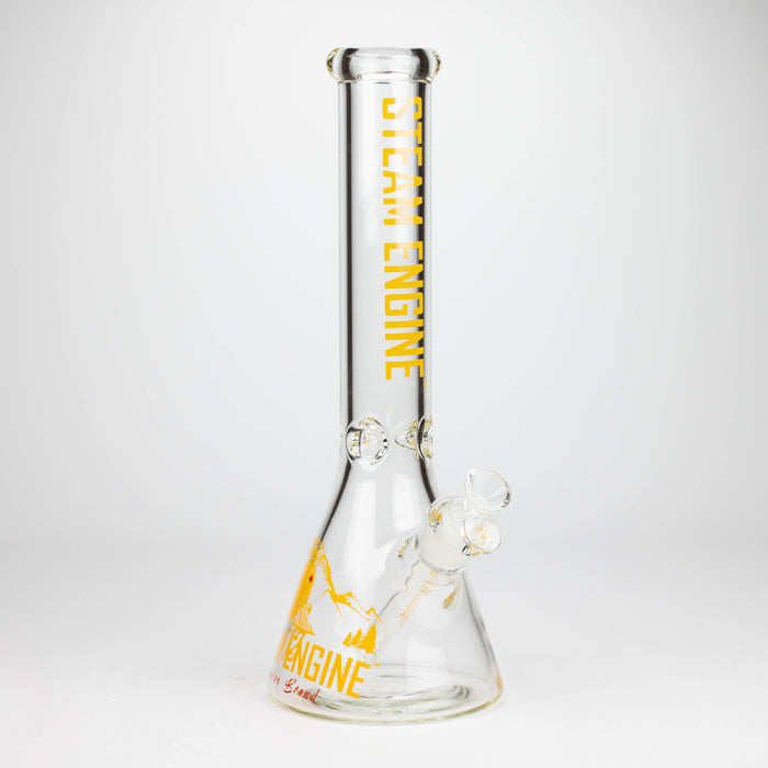 Steam Engine™ | 14 Inch 7mm glass bong with stickers by golden crown Glass Bong Smoke & Vape Distributor Topaz