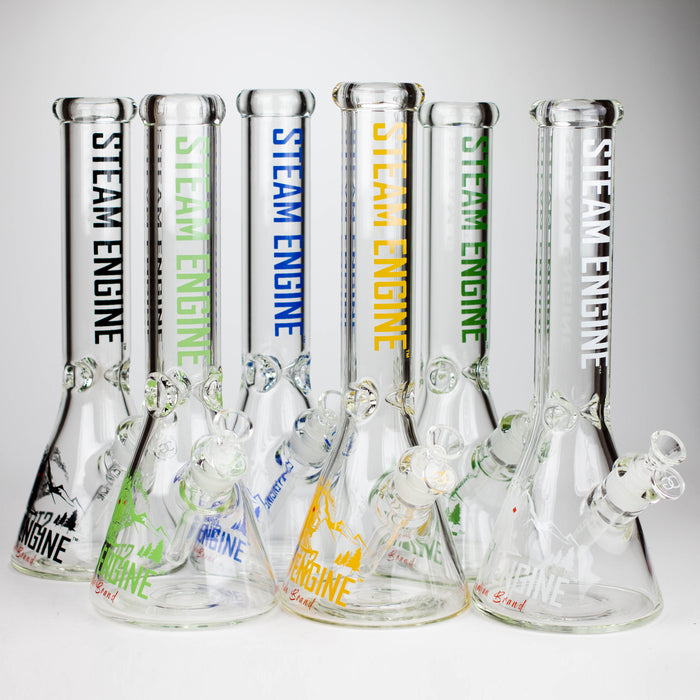 Steam Engine™ | 14 Inch 7mm glass bong with stickers by golden crown Glass Bong Smoke & Vape Distributor