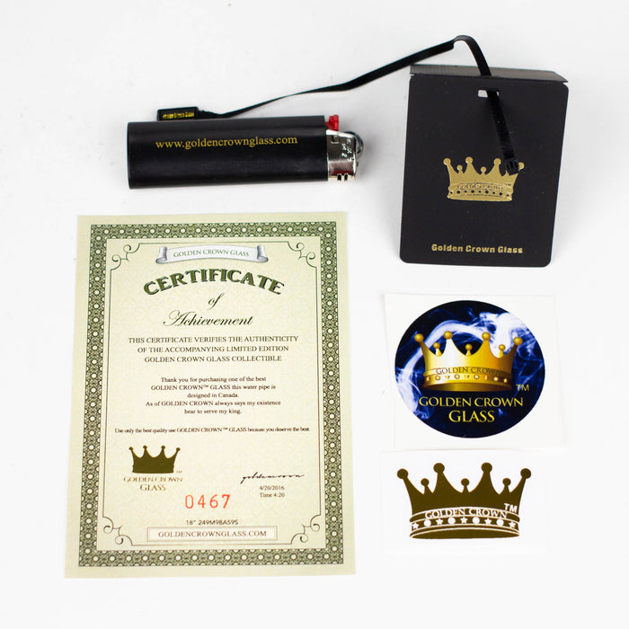 Golden Crown™ | 18 Inch 9mm Engraved Bong US Glass