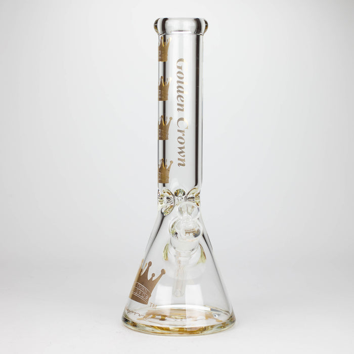 Golden Crown™ | 14 Inch 9mm glass bong with Signature and 24K Gold Emblem