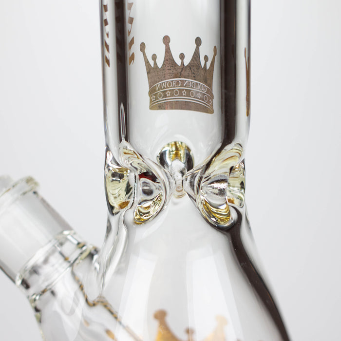 Golden Crown™ | 14 Inch 9mm glass bong with Signature and 24K Gold Emblem