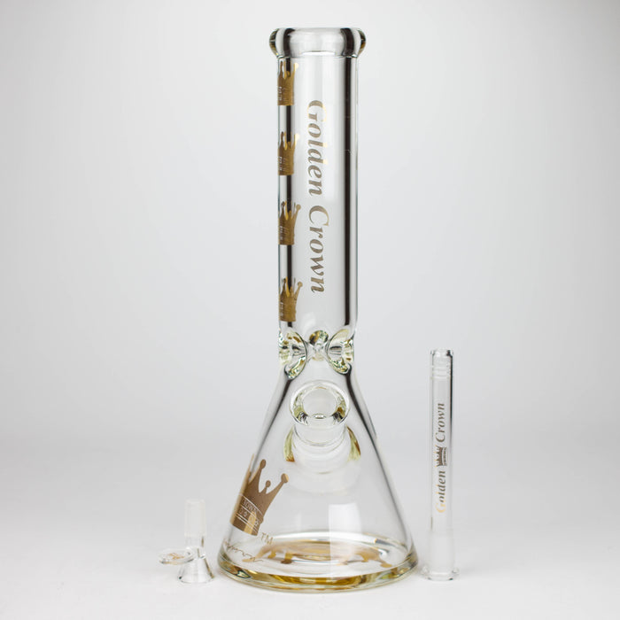 Golden Crown™ | 14 Inch 9mm glass bong with Signature and 24K Gold Emblem