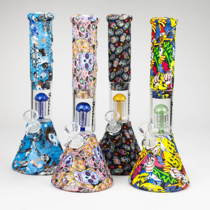 11" Graphic Silicone with glass percolator bong - Assorted [SP1060P] Resin · Silicone · Plastic Bong ONE