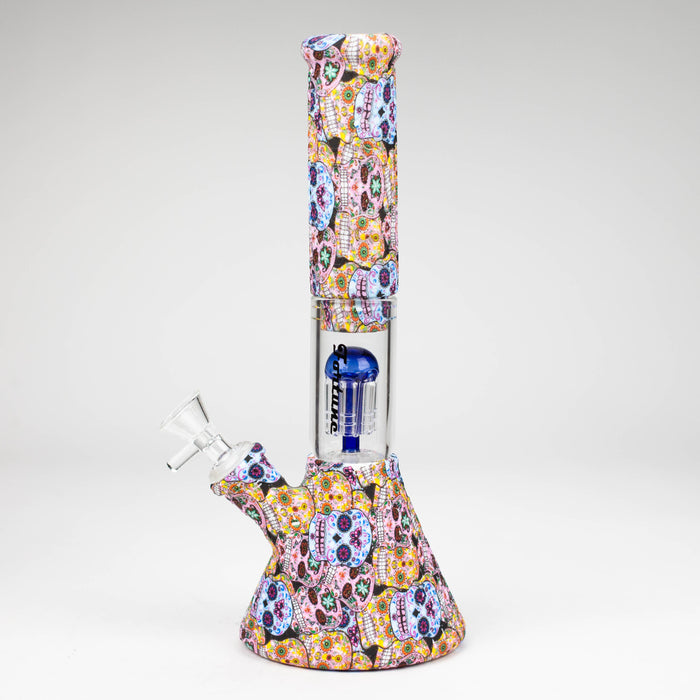 11" Graphic Silicone with glass percolator bong - Assorted [SP1060P] Resin · Silicone · Plastic Bong ONE
