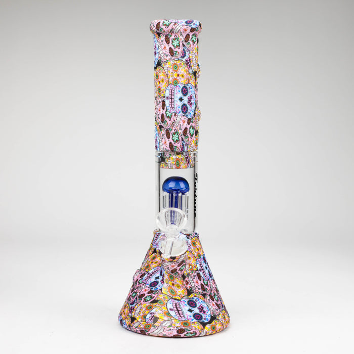 11" Graphic Silicone with glass percolator bong - Assorted [SP1060P] Resin · Silicone · Plastic Bong ONE