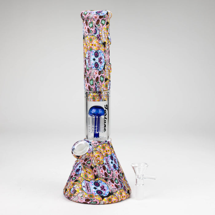11" Graphic Silicone with glass percolator bong - Assorted [SP1060P] Resin · Silicone · Plastic Bong ONE
