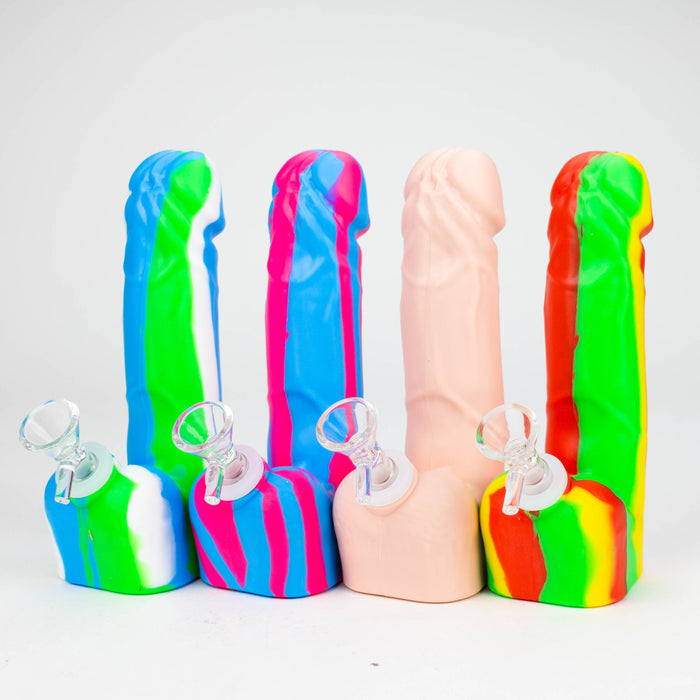 7" Silicone Penis Shape Bong-Assorte[155B] Resin · Silicone · Plastic Bong Purple Haze Smoke Inc