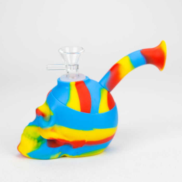 6" skull multi colored mini Bubbler [178P] Resin · Silicone · Plastic Bong Purple Haze Smoke Inc