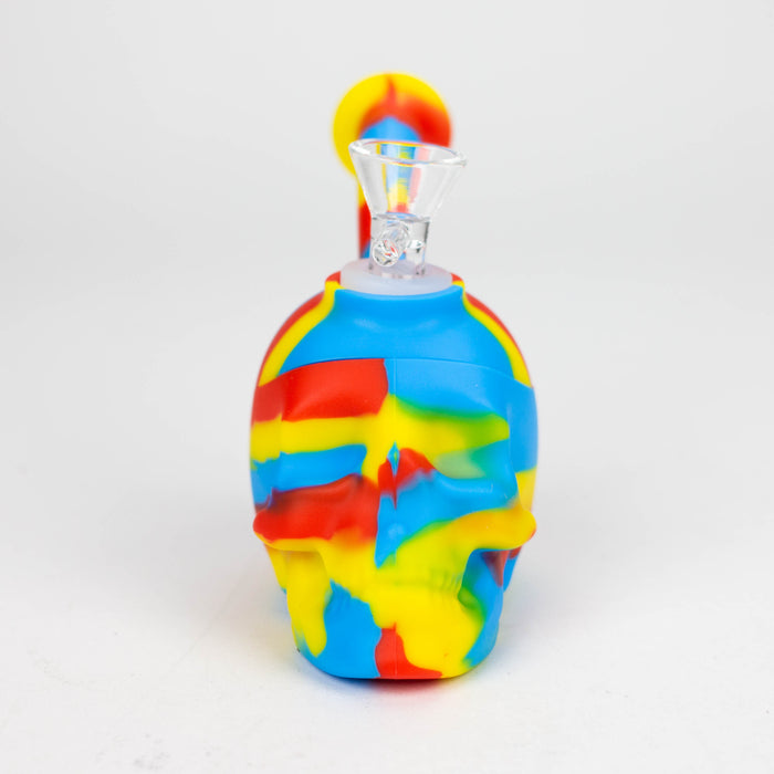 6" skull multi colored mini Bubbler [178P] Resin · Silicone · Plastic Bong Purple Haze Smoke Inc