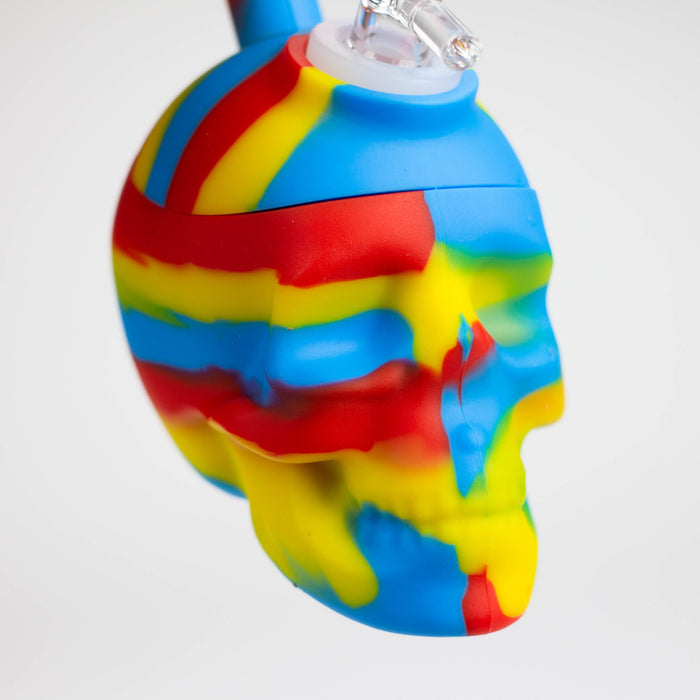 6" skull multi colored mini Bubbler [178P] Resin · Silicone · Plastic Bong Purple Haze Smoke Inc