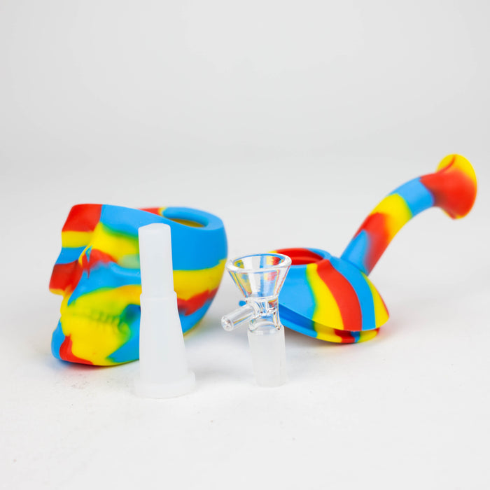 6" skull multi colored mini Bubbler [178P] Resin · Silicone · Plastic Bong Purple Haze Smoke Inc