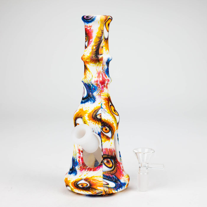 8" Silicone+Glass bong-Assorted [079B] Resin · Silicone · Plastic Bong Purple Haze Smoke Inc
