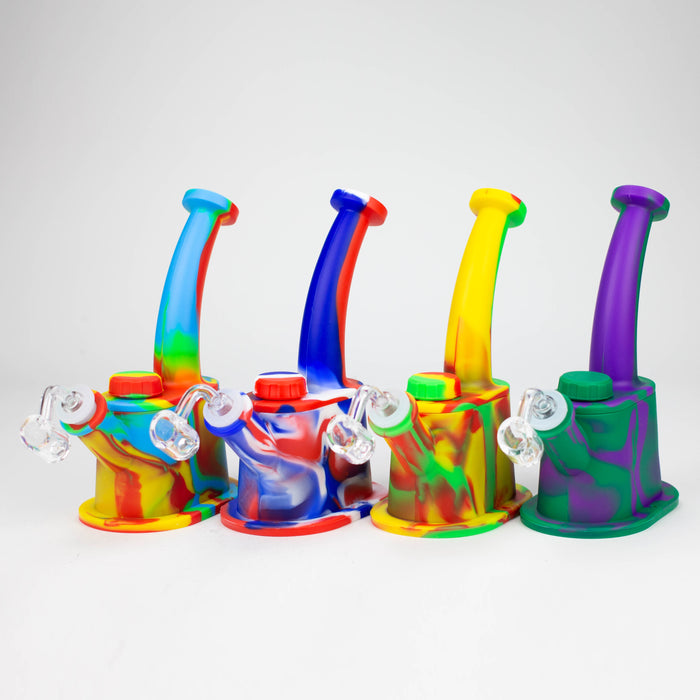 8.8" Silicone Flat bottom Rig-Assorted [018B] Resin · Silicone Rig Purple Haze Smoke Inc