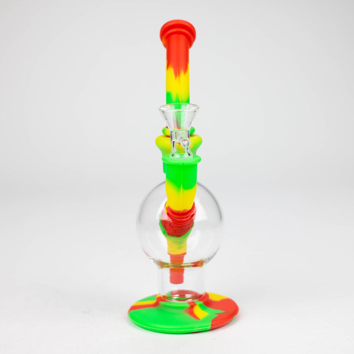 7.8" Silicone+Glass Round bong-Assorted [038B] Resin · Silicone · Plastic Bong Purple Haze Smoke Inc