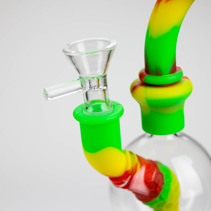 7.8" Silicone+Glass Round bong-Assorted [038B]