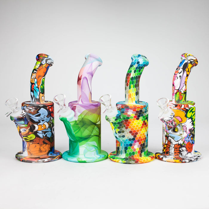 8" detachable silicone water bong-Assorted [067B] Resin · Silicone · Plastic Bong Purple Haze Smoke Inc