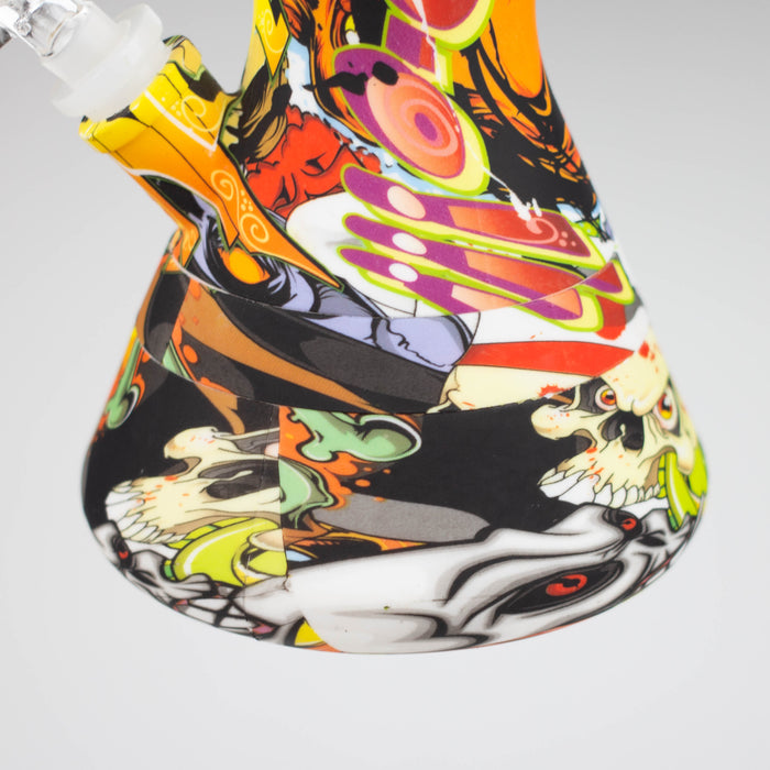 8" Big Beaker base Silicone Bong - Assorted [094B] Resin · Silicone · Plastic Bong Purple Haze Smoke Inc