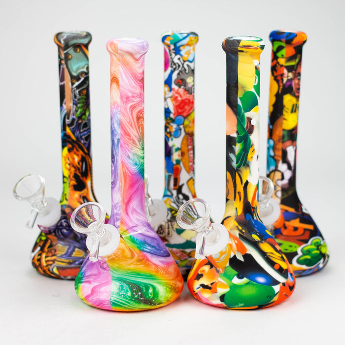 7.5" Silicone Mini Bong - Assorted [143B] Resin · Silicone · Plastic Bong Purple Haze Smoke Inc