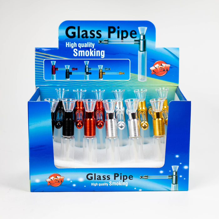 4" Glass Metal Pipe Box of 12 Glass Pipe JJ Distribution
