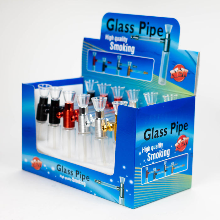 4" Glass Metal Pipe Box of 12 Glass Pipe JJ Distribution