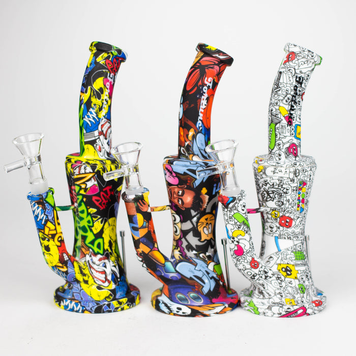 Fortune | 8.5" Hydrographic Silicone Bong-Assorted [SP1031P] Resin · Silicone · Plastic Bong Super Supplys Inc