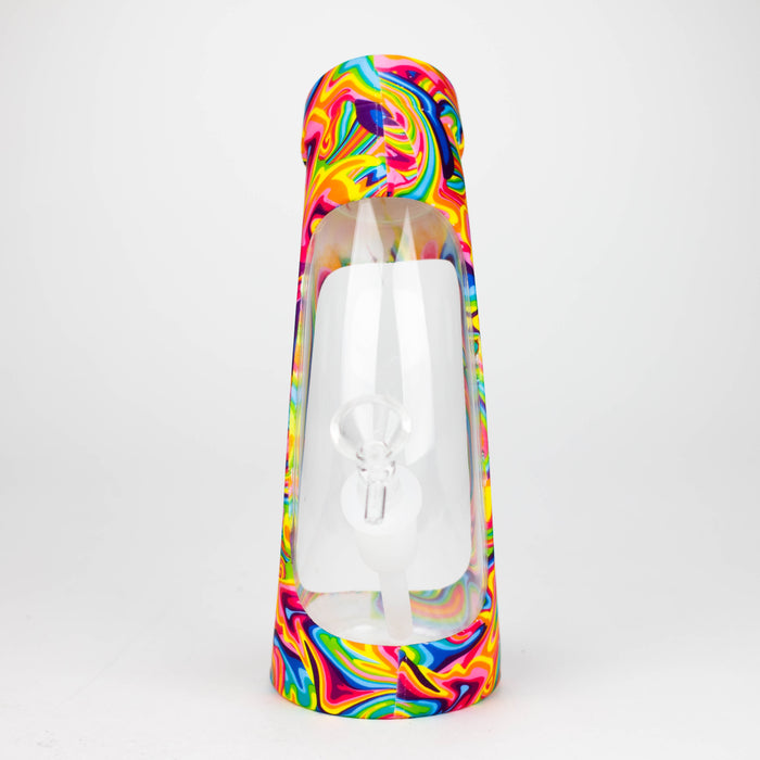 Fortune | 9" Hydrographic Silicone and Glass Bong-Assorted [SP1024P] Resin · Silicone · Plastic Bong Super Supplys Inc
