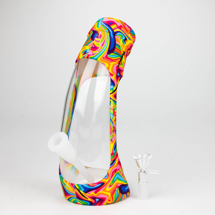 Fortune | 9" Hydrographic Silicone and Glass Bong-Assorted [SP1024P] Resin · Silicone · Plastic Bong Super Supplys Inc
