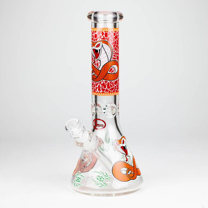 Fortune | 12" 9mm Snake Glow in the dark Beaker Bong [GT125009] Glass Bong Super Supplys Inc Red