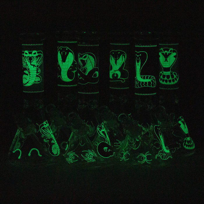 Fortune | 12" 9mm Snake Glow in the dark Beaker Bong [GT125009] Glass Bong Super Supplys Inc