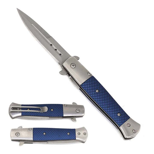 8" Stiletto Blue Spring Assist Knife_0