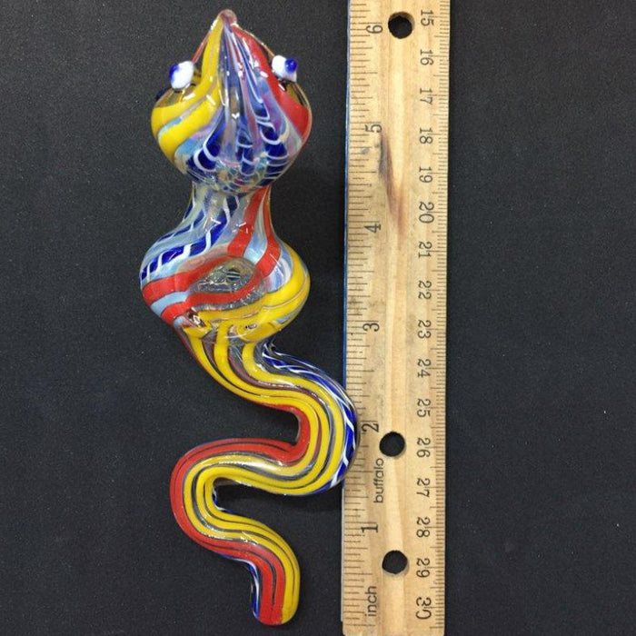 6" Snake Insideout Pipe [PIP979] Glass Hand Pipe NIBO Distribution