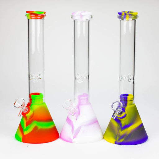 10.5" Silicone Glass Beaker bong-Assorted [H374] Bongs YHS Smoke